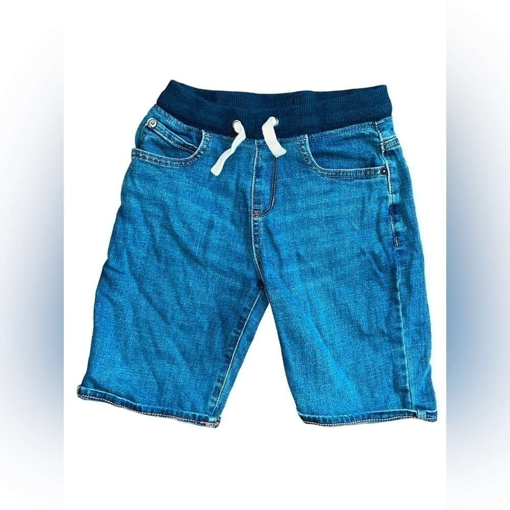 The Children’s Place Boys Size 10 Blue Denim Bermuda Shorts • Ribbed Waist • GUC